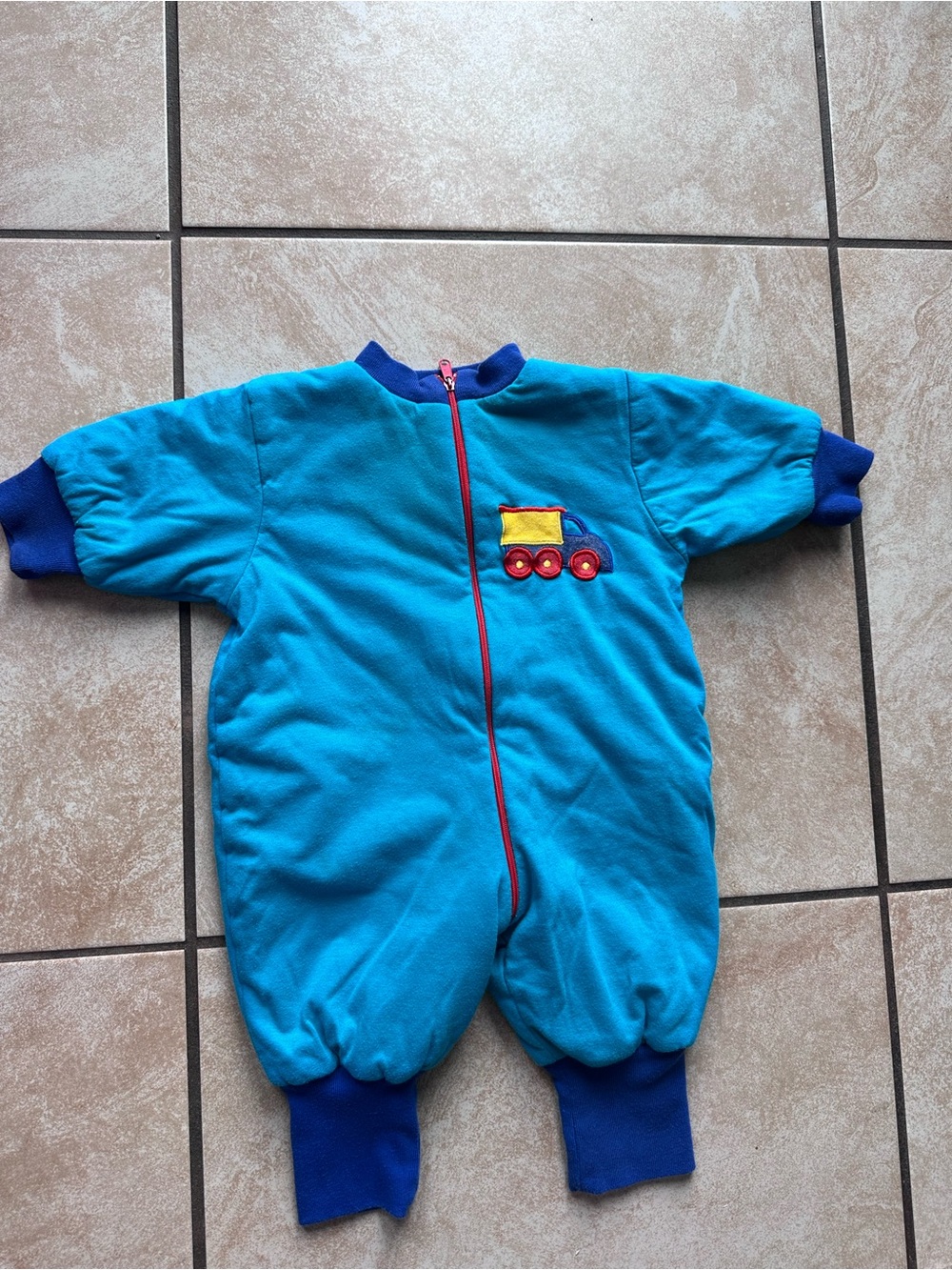 Vintage Baby Reversible One-Piece Romper with Trucks